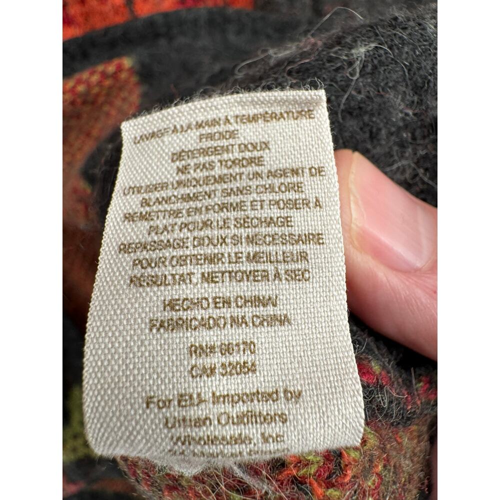 Free People Floral Knit Cardigan Sweater Womens Small Black Red Wool Blend - Picture 10 of 12